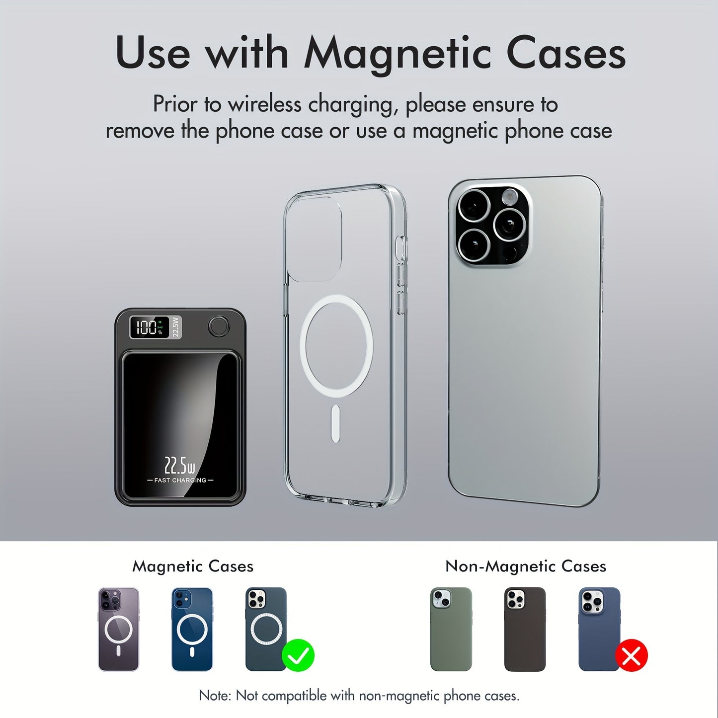 5000mAh/10000mAh High-Speed Magnetic Wireless Power Bank - Portable Charger with LED Display, 22.5W Safe Charging, Wide Compatibility, for iPhone 15 Pro/14 Max/13/12, for Android Phones, Compact And Portable, Stylish Design,