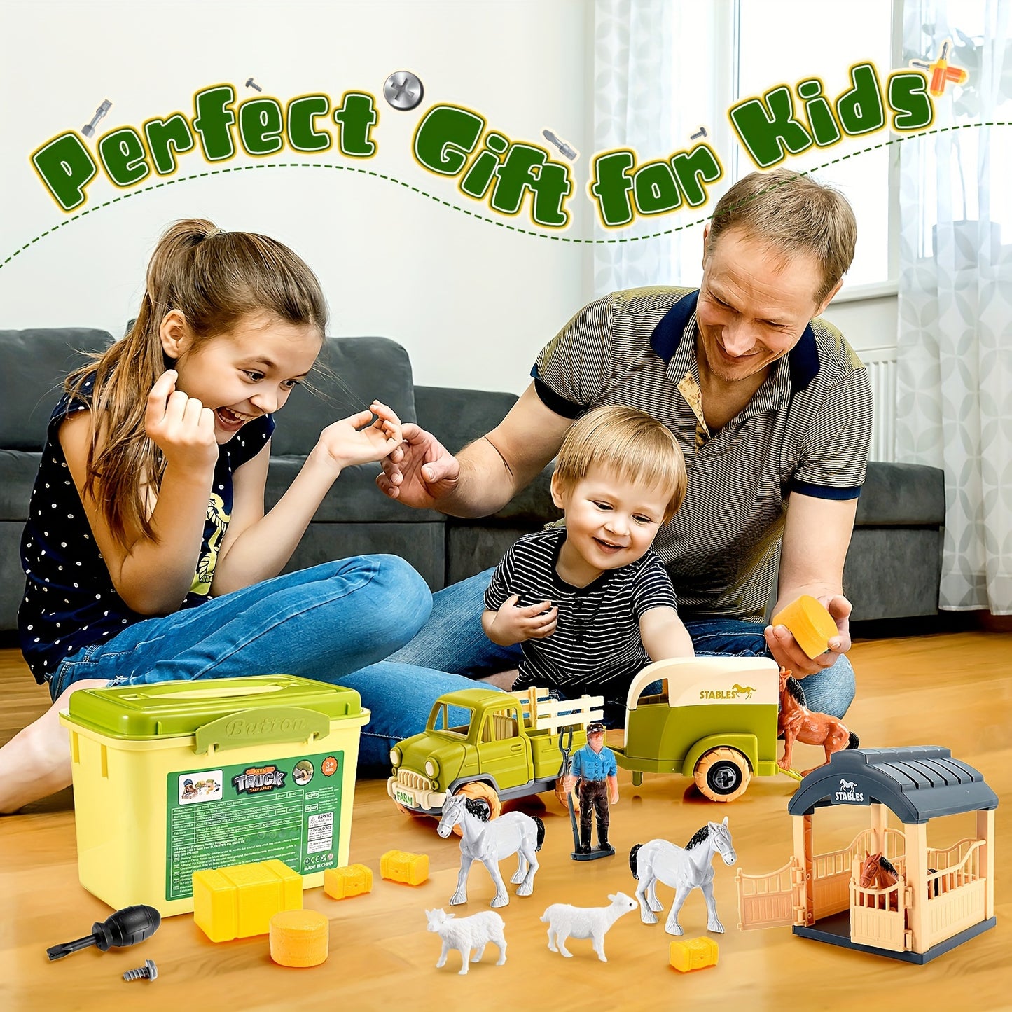 Farm Animal Toys For Kids, Truck Toys Boys Building Stem Toys For Boys Ages 3-9 Farm Toys With Horse, Lamb For, Perfect Girls Boys Birthday&back To School Gifts