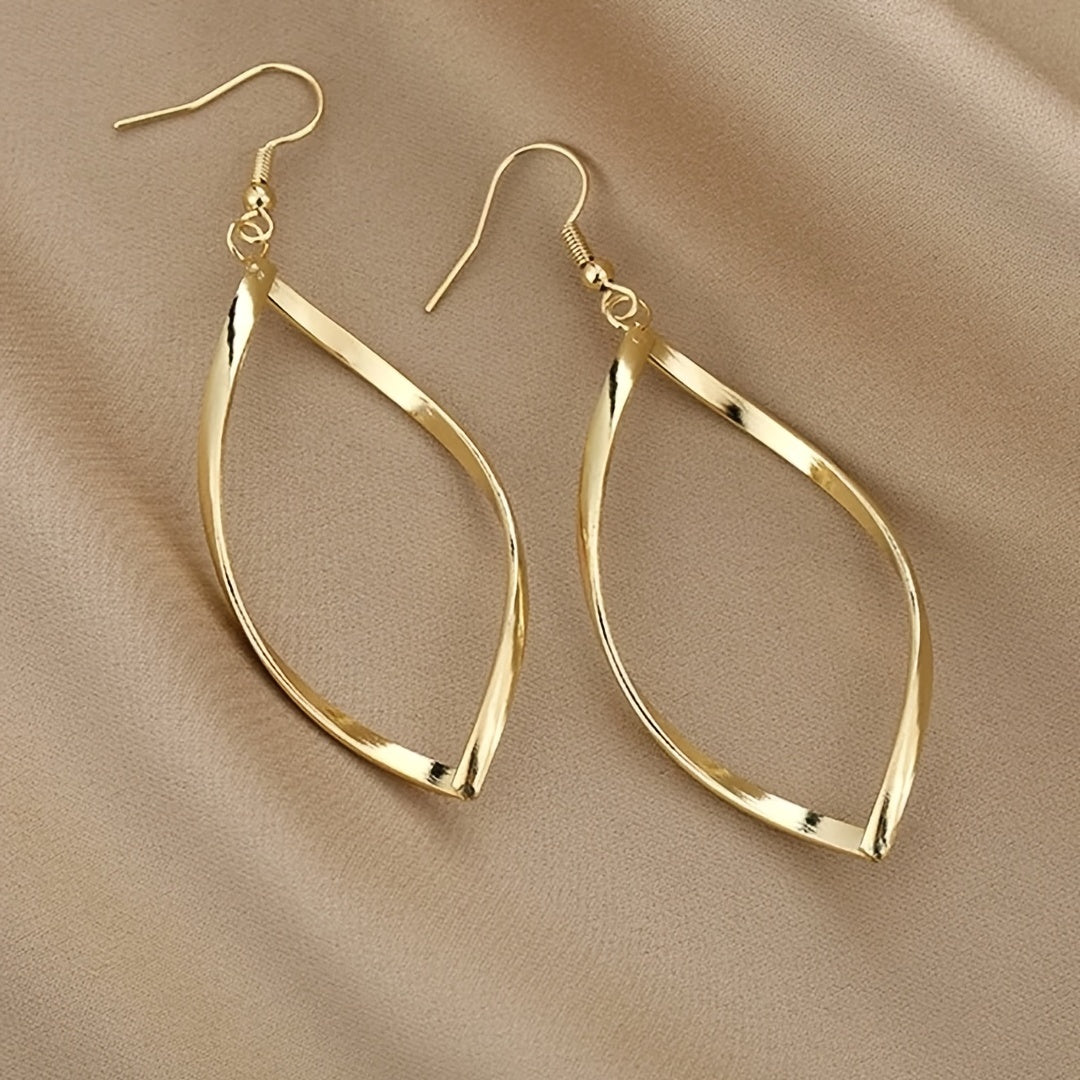 Hollow Twisted Dangle Earrings Elegant Simple Style Alloy Plated Jewelry Exquisite Female Gift
