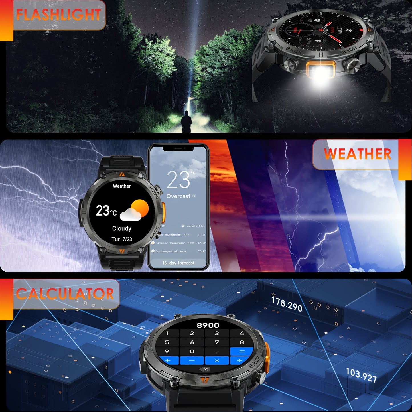 [Smart Watch] HD Touch Smart Watch for Men | Wireless Answer, Make Calls, Message Notification, Step Counter, Compatible with iPhone and Android Phones