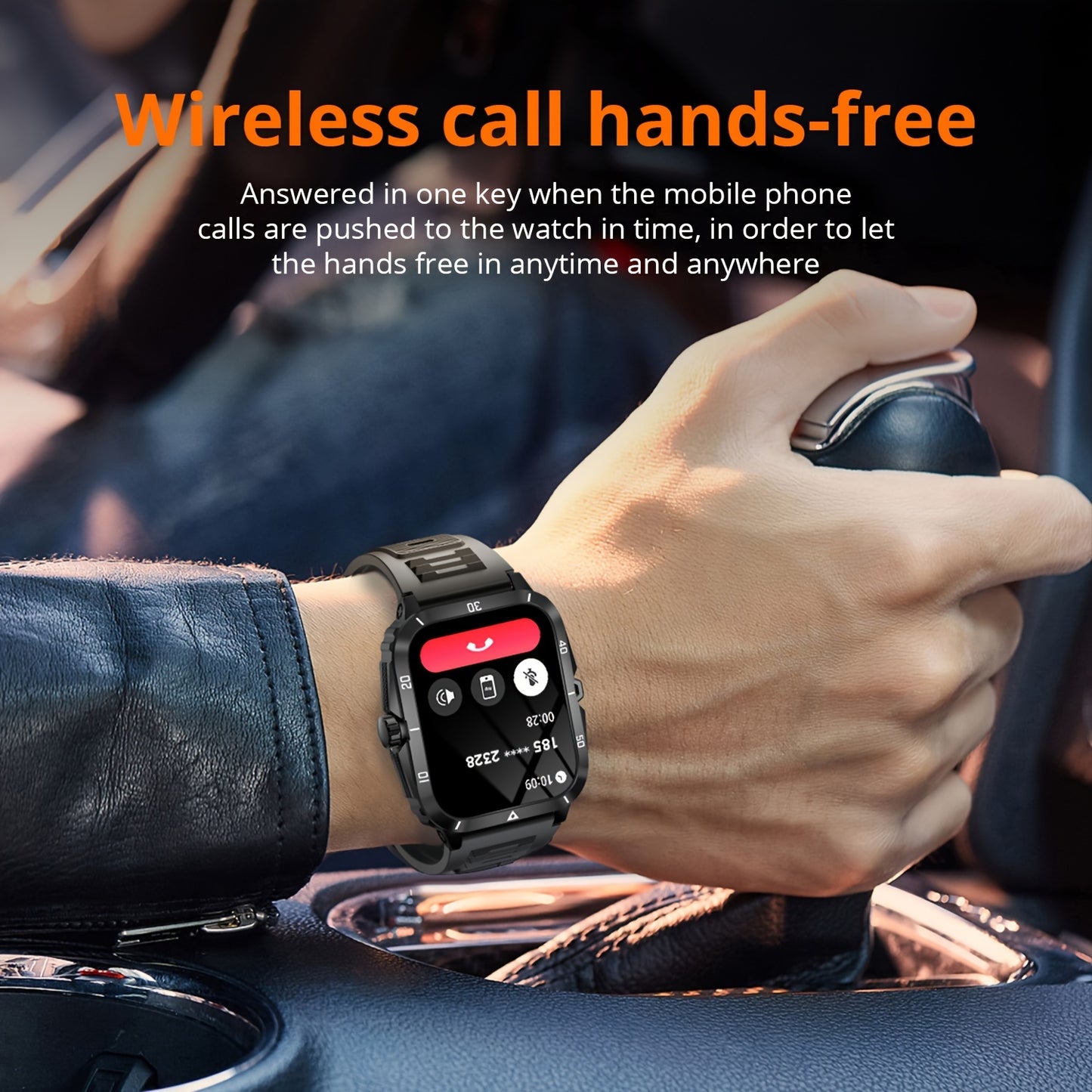 New Military Style Smart Watch Men's Fitness Watches 3 ATM Waterproof BT Call Smartwatch Men For Android IPhone, 1.96" IPS HD Screen, 430mAh Long Battery Life, Control Music, Sleep Monitoring, Wireless Calling (Answer/Make Ca