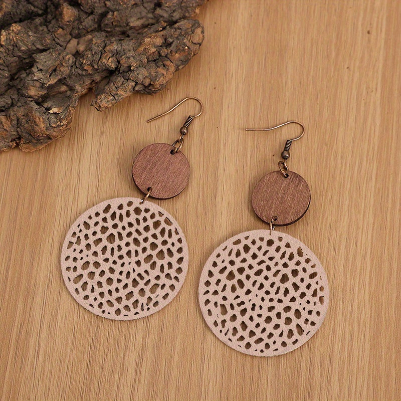 Hollow Out Round Drop Earrings Bohemian Vintage Earrings Jewelry Gift Accessories For Women Fall Winter Ear Ornaments