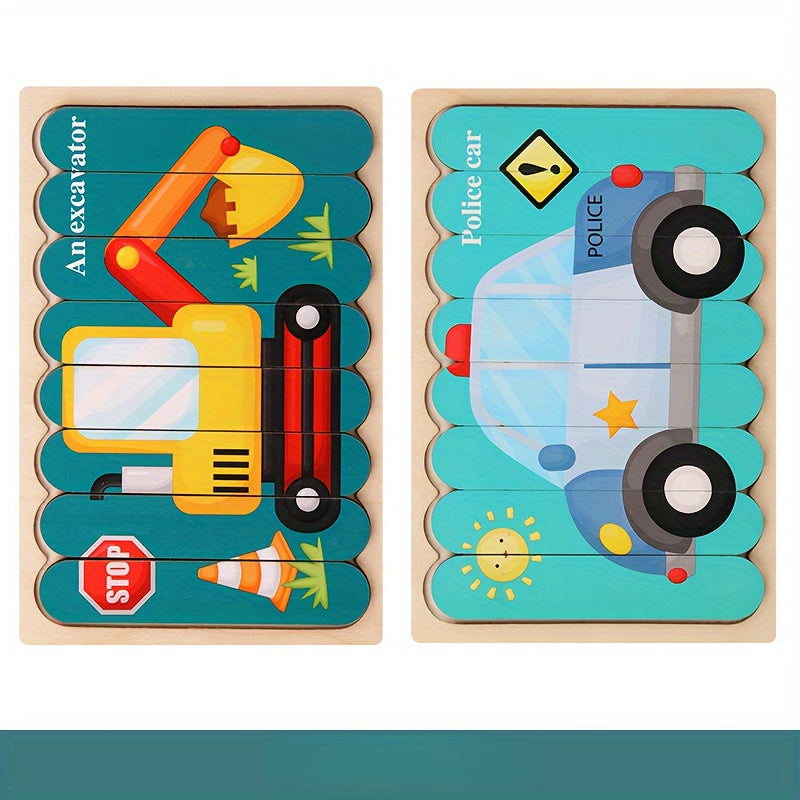 Double Sided Wooden 3D Puzzles: Educational Toys for Kids to Learn And Have Fun, Christmas And Halloween Gift!