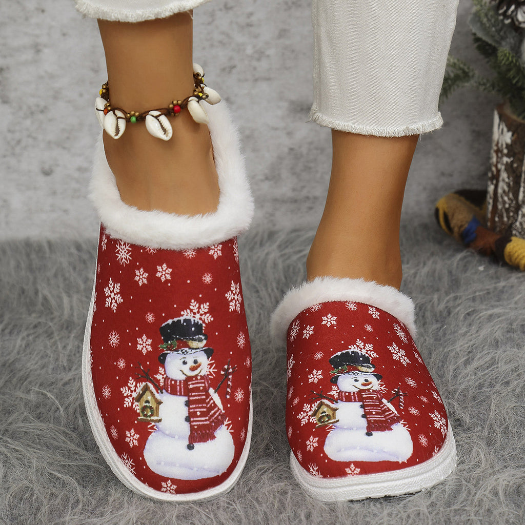 Womens Cozy, Thick-soled Cotton Slippers For Christmas