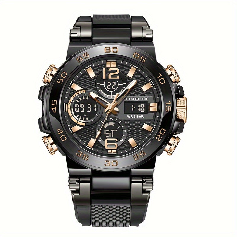 Fashion Casual Men's Watch with Multiple Color Choices. Electronic Dual Display Glowing Multi-Functional Chronograph Watches. Suitable for outdoor camping
