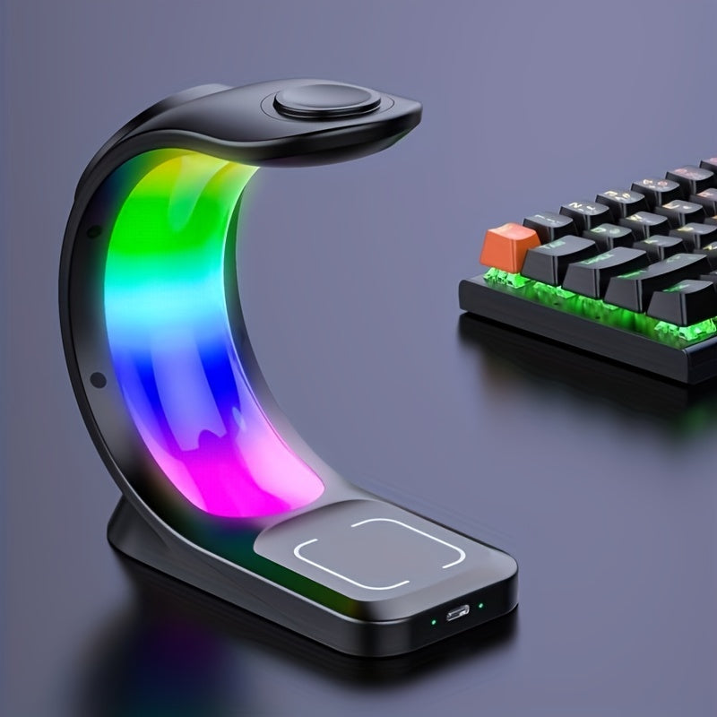 Wireless Charging Station - A Three-in-one Wireless Charging Dock For Watches, Earphones, And Mobile Phones, Suitable For IWatch 8/7/SE/6/5/4/3/2, IPhone 15 14 13 12 Pro Max, With Adjustable Night Light Bedside Lamp And Color