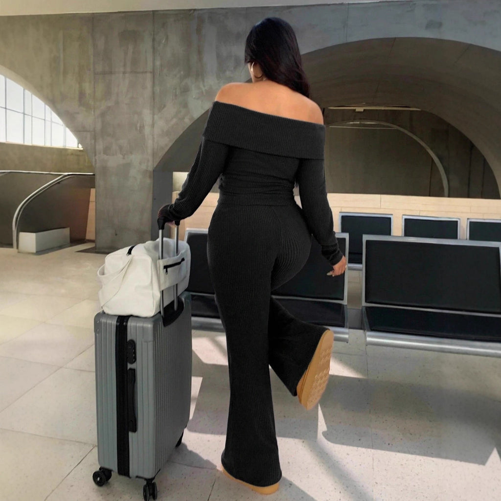 Women's Casual Ribbed Knit Off-shoulder Top