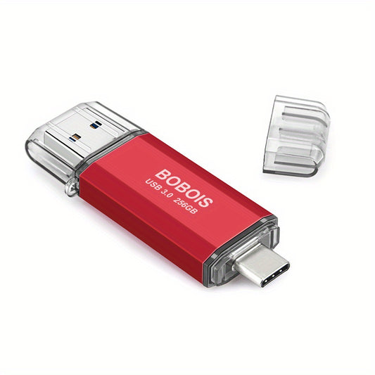 256GB 2-in-1 OTG USB Flash Drive - High-Speed Type-C Memory Stick with Jump Drive and Photo Stick Functions for Android Phones, PCs, Tablets, Macs, MacBooks - Durable, Compact, and Portable Design