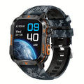 Outdoor smart watch, wireless calling, sports watch, compass, altimeter, barometer, LED flashlight, IP68, pedometer, fitness tracker, multimedia information viewing, weather 100+ sports modes, suitable for Android iPhone, Men