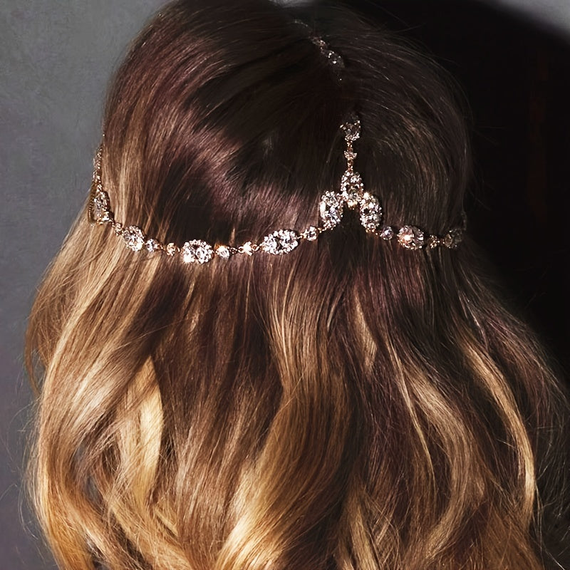Women Rhinestone Chain Head Piece Head Jewelry Exquisite Elegant Headband Bridal Hair Accessories