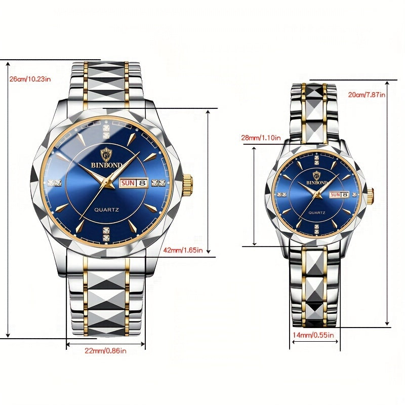 2pcs/set, Business Double Calendar Waterproof Men's Watches Set, Valentine's Day Gift