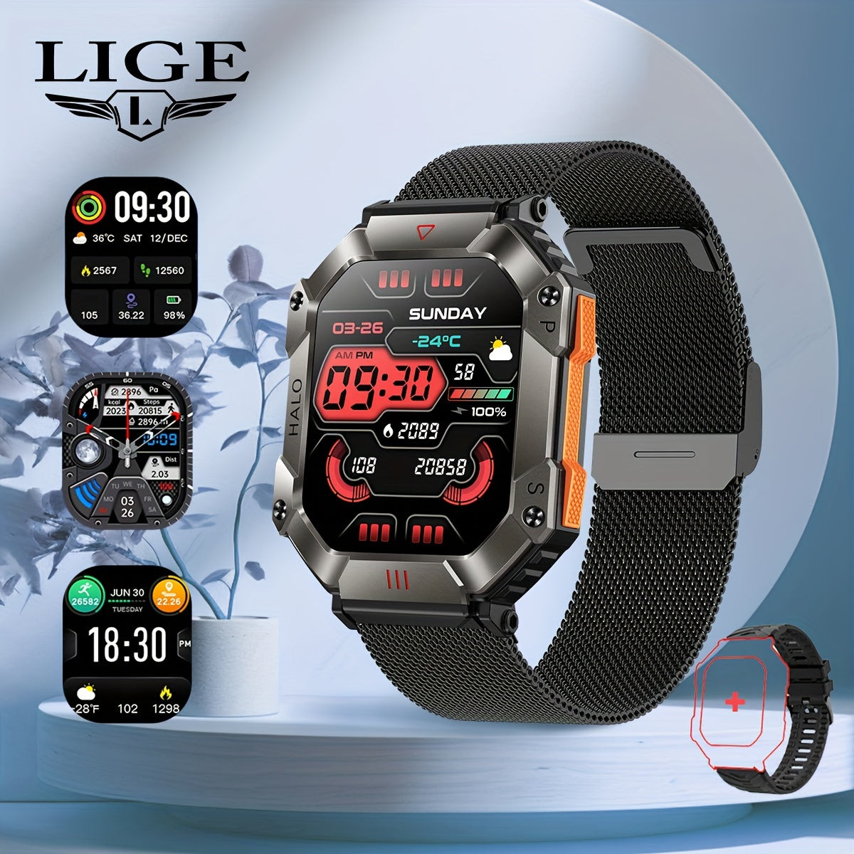 Smart Watch (Answer/Make Call), 2.0 Inch 100+Sport Modes/Altitude Pressure Compass/GPS Track Watch MAC Address Viewing, Watches For Android & Iphone. Fitness Watch For Women/Men