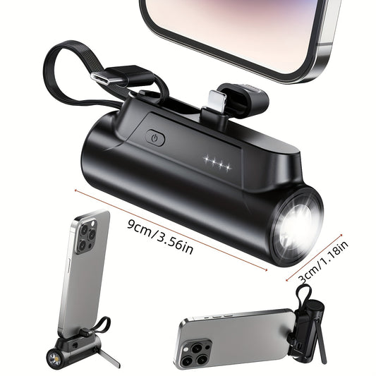 شاحن Sunveza المحمول بسعة 8000 مللي أمبير/ساعة: شحن سريع 5 فولت 3.1 أمبير، كابل من النوع C، مصباح يدوي، حامل هاتف، صغير الحجم، خفيف الوزن، منفذا إخراج لأجهزة iPhone وAndroid - L9PROhei