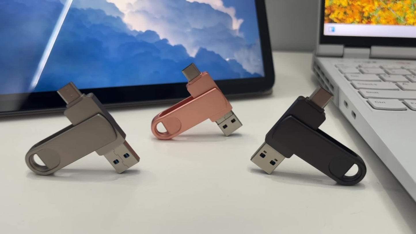 1TB High-Speed USB C Flash Drive - Dual USB 3.0 Memory Stick for Android Phones, MacBook Pro, iPad, Laptop, Computer, and PC - External Data Storage with Fast File Transfer, Compact Design, and Reliable Performance
