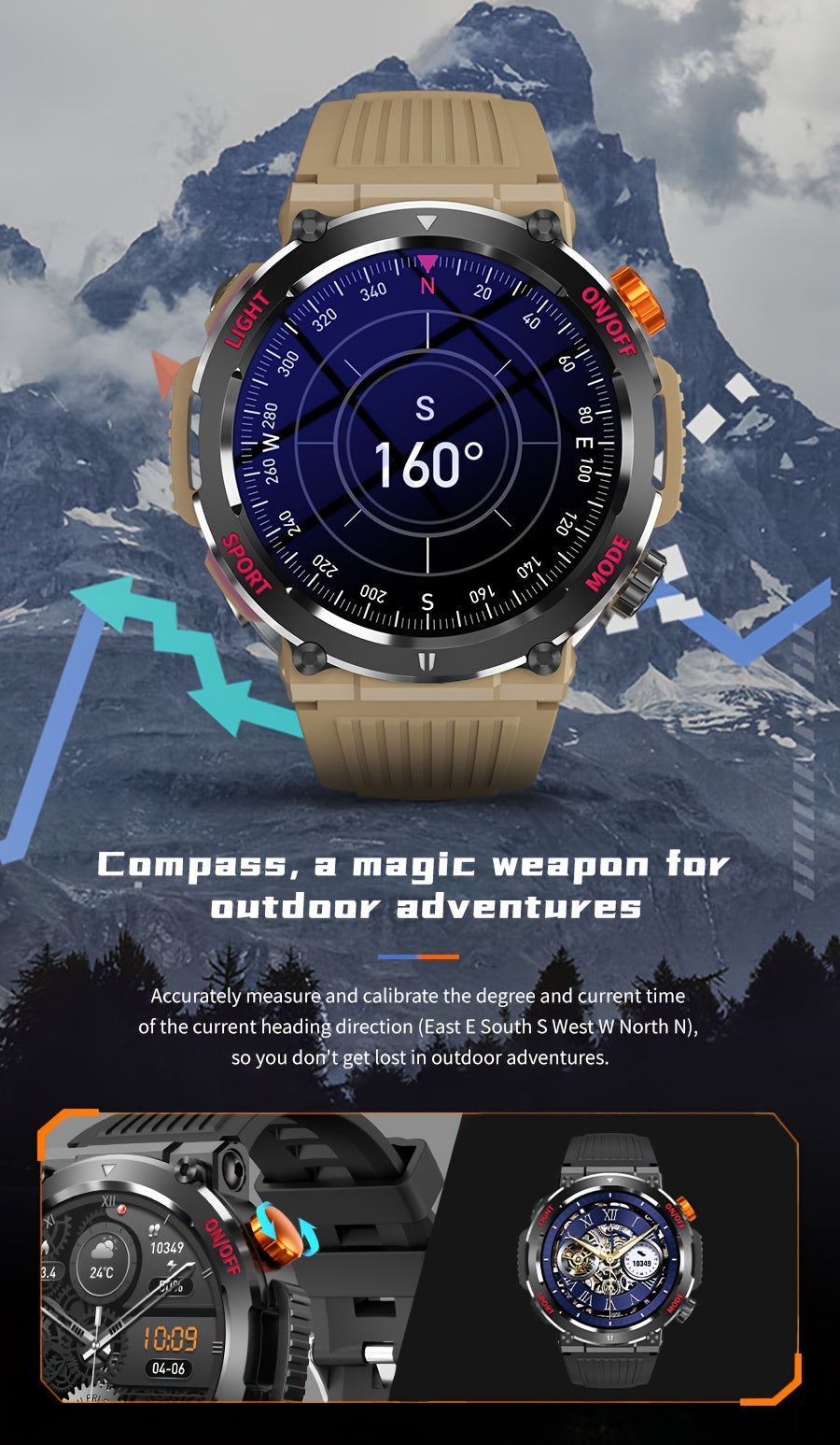 LIGE Smart Watch With 1.46" IPS High-definition Full Touch Screen/LED Lights/IP67 Waterproof/Customized Dials/Data/sports/sports Records/weather/information Reminders, Multi-functional Watches For Android And IPhone, Exquisit