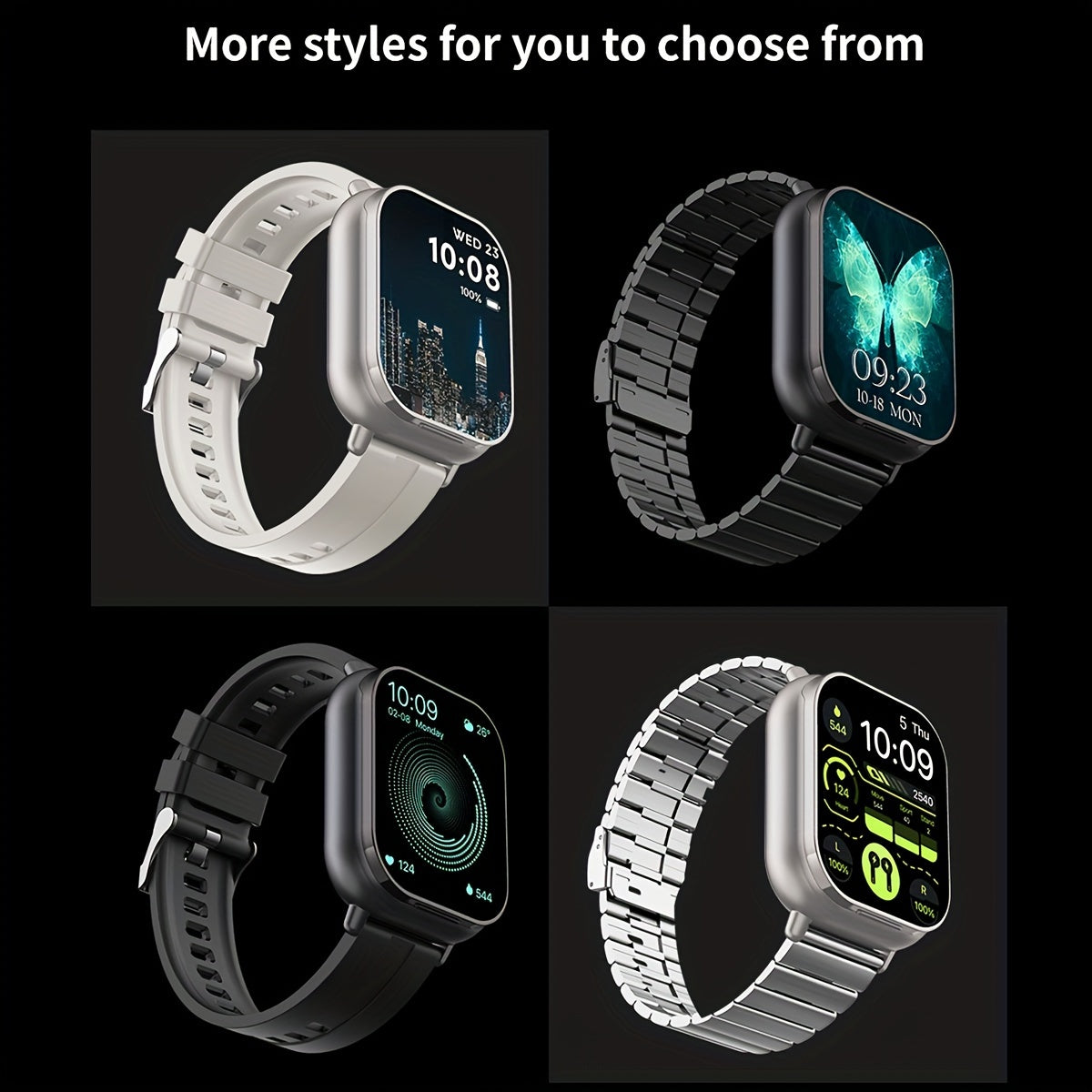 2-in-1 Smart Watch & Earbuds Combo: Wireless Calls, Music Control, Weather Alerts, Step Counter, Monitor, & Oxygen Saturation Tracker, Compatible with Android & iOS, Perfect Holiday Gift for Men and Women, Fitness Tracking Wa