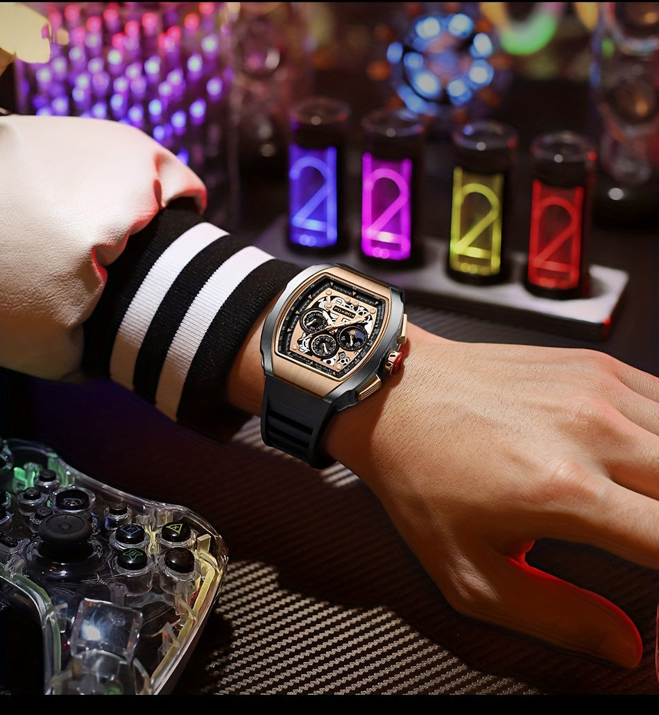 Foxbox Men's Waterproof Quartz Wristwatch, Date Sport Silicone Wrist Watches