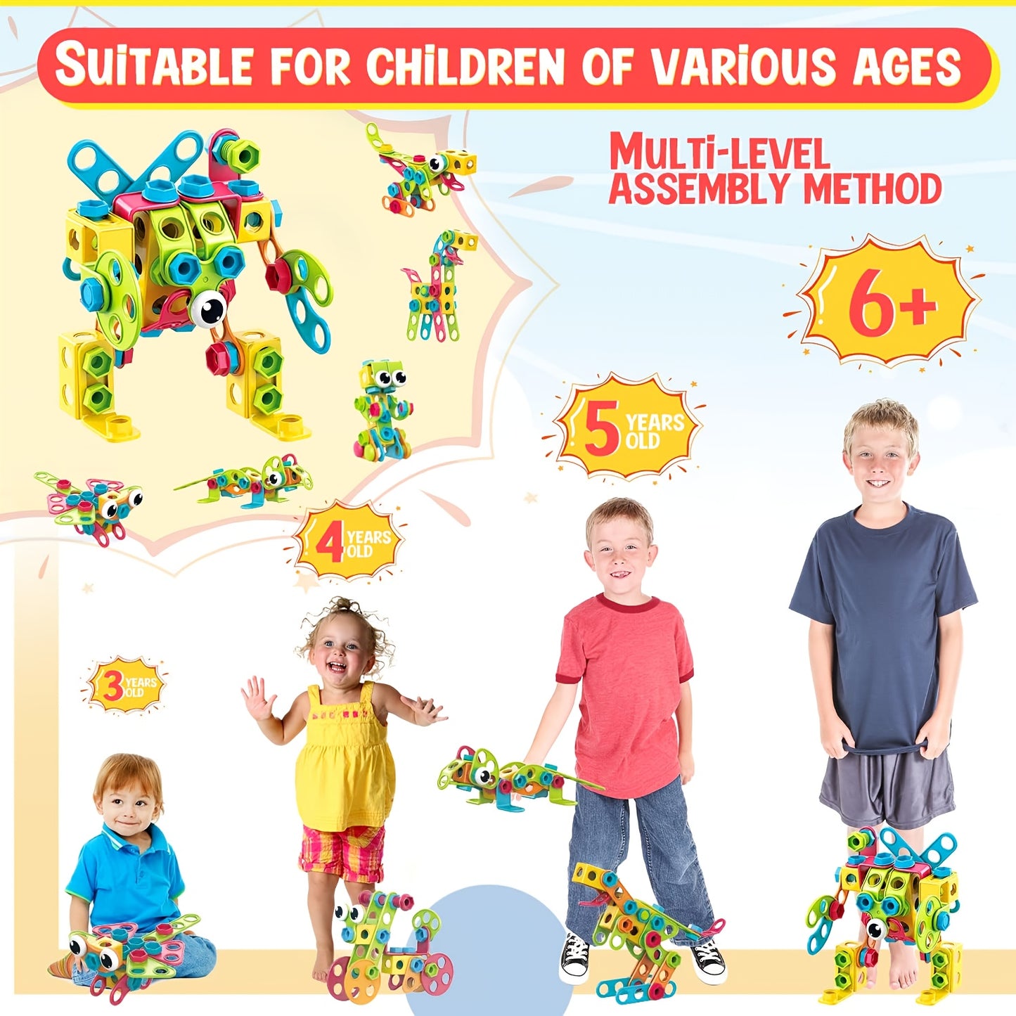 [STEM Toys] 195pcs Educational STEM Toys, Building Blocks Toys For Kids 3+ Years Old, Building Toys With Storage Box For Kids Creative Activities Games, Halloween Christmas Gifts Party Gifts For Kids