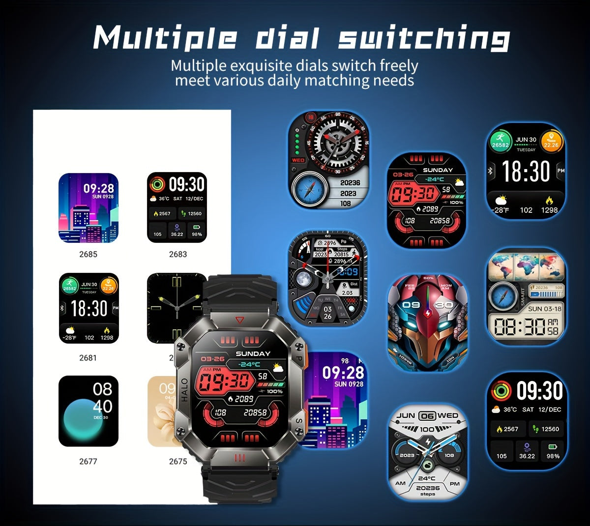 Smart Watch (Answer/Make Call), 2.0 Inch 100+Sport Modes/Altitude Pressure Compass/GPS Track Watch MAC Address Viewing, Watches For Android & Iphone. Fitness Watch For Women/Men