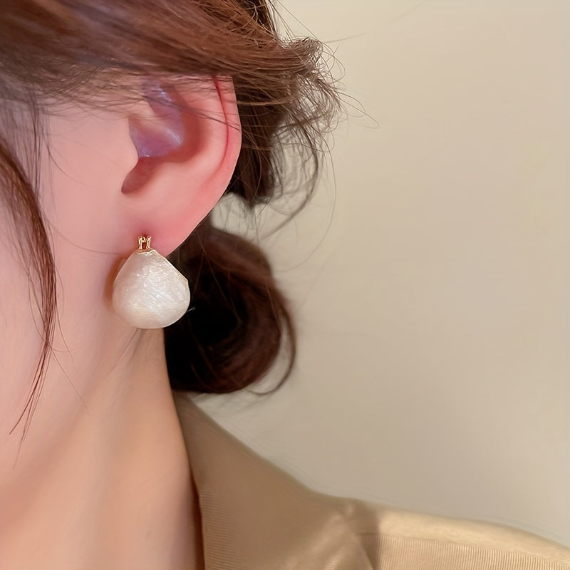 Chunky Enamel Hoop Earrings Simple Japanese / Korean Style Copper 18K Gold Plated Jewelry Trendy Female Gift