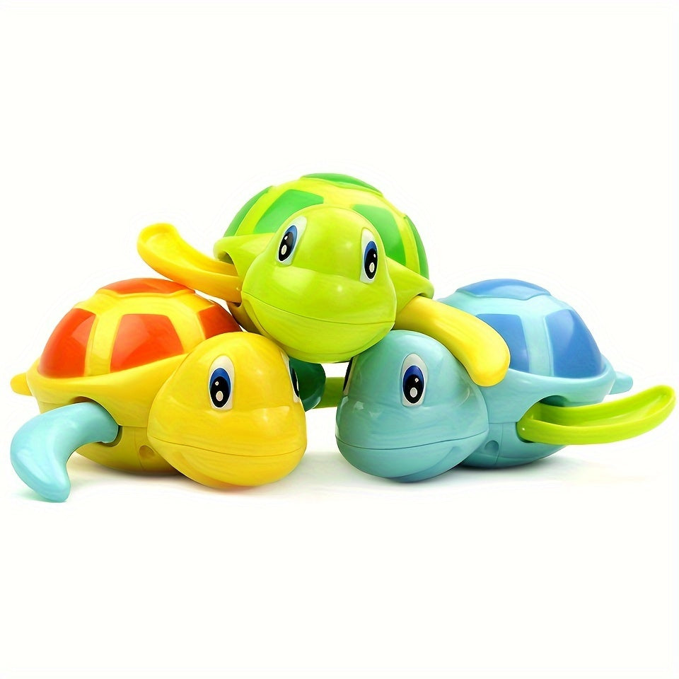 3pcs Wind-Up Swimming Turtle Bath Toys for Kids - Durable Plastic, Ideal for Infants & Toddlers 1-5 Years - Perfect Gift for Christmas, Halloween, Thanksgiving