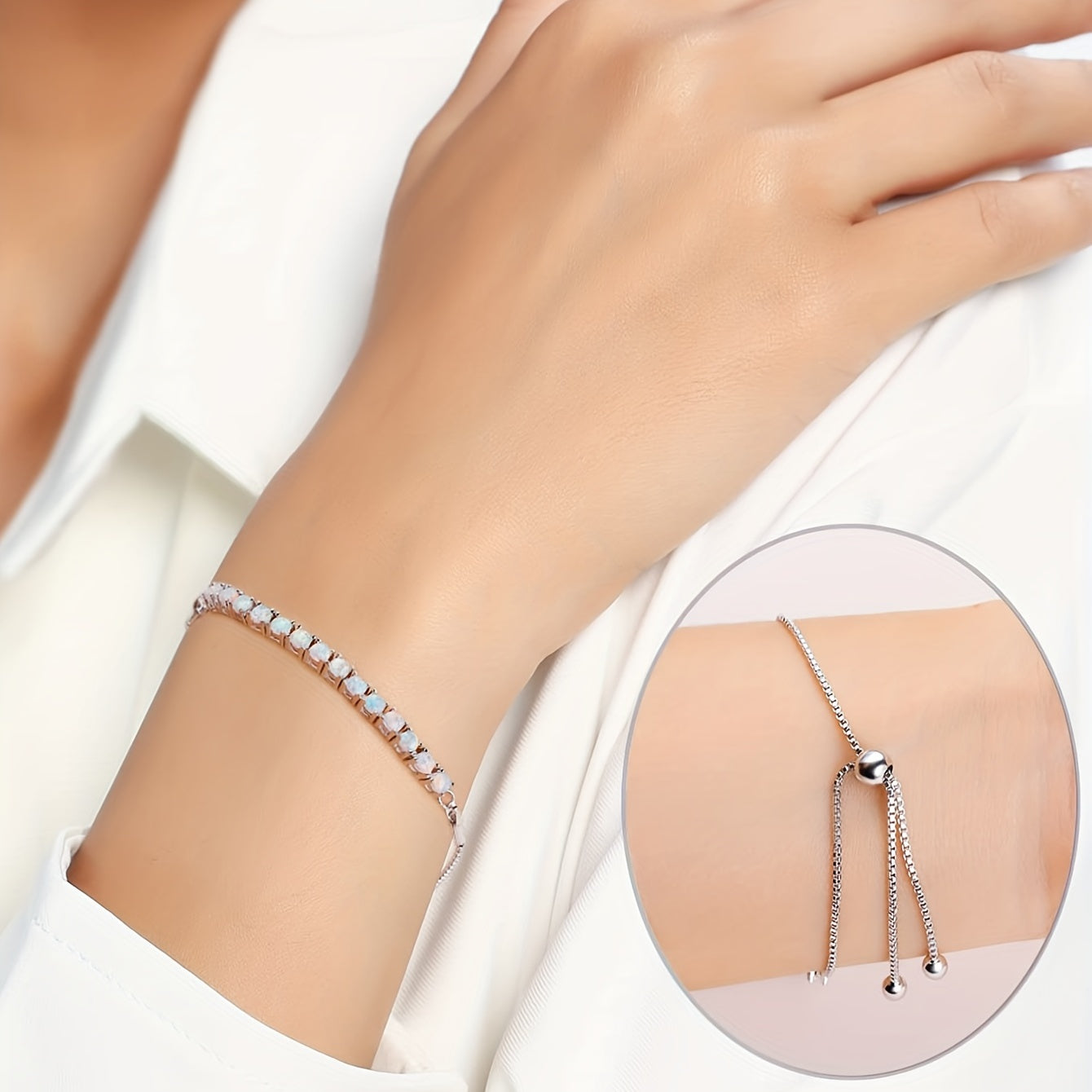 [Romantic Bracelet] Romantic Elegant Women's Coveted Choice - Australian Precious Synthetic Opal Stretch Bracelet | Dazzling Multicolor Unique Charm, Versatile Exquisite Jewelry for Holiday Gifts or Personal Use