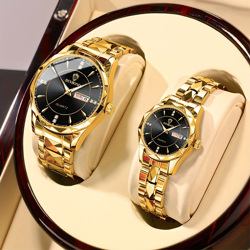 2pcs/set, Business Double Calendar Waterproof Men's Watches Set, Valentine's Day Gift