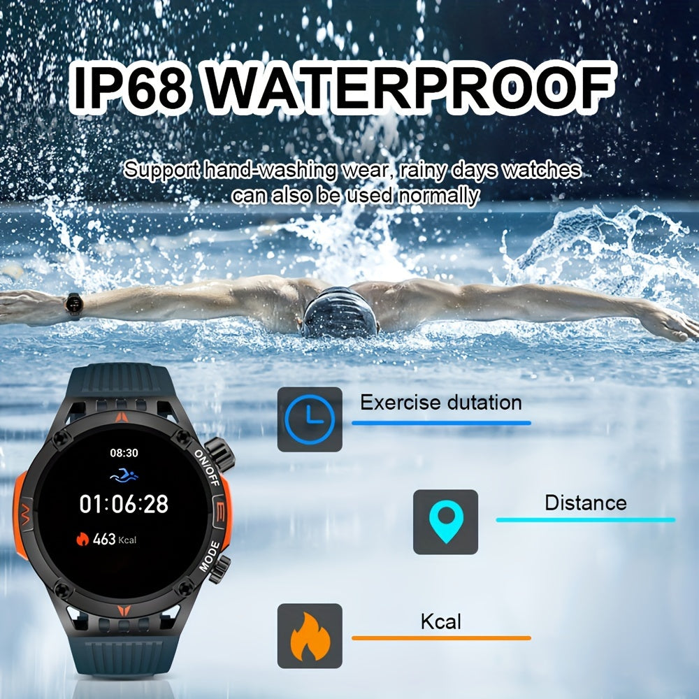 QTLJJBY Smart Watch Wireless Answer And Call SOS Outdoor Watch Outdoor Sports Watch LED IP68 Compass Fitness Tracker Pedometer Multimedia Message Display, Suitable Mobile Phones, Men's And Women's Smart Watches Gift