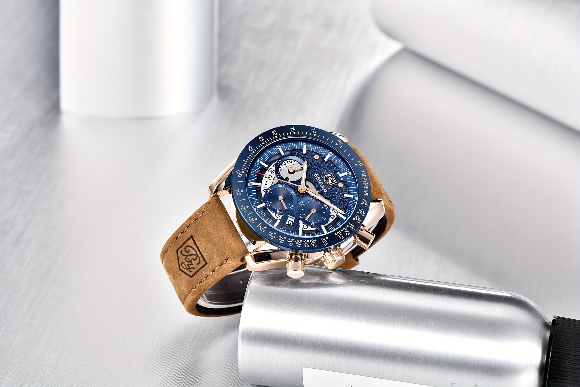 BENYAR Watches For Men Analog Quartz Chronograph Luminous Big Face Mens Watches Business Work Sport Casual Fashion Designer Dress Men'S Wrist Watches Elegant Gift For Men