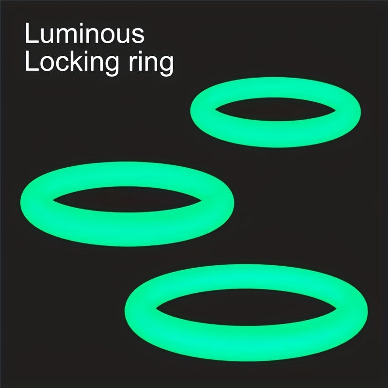 3pcs Set of Luminous Triple Rings for Men - Penis Rings for Delayed Ejaculation, Foreskin Obstruction, and Enhanced Pleasure - Soft Silicone, Ergonomic Design, and Easy to Clean