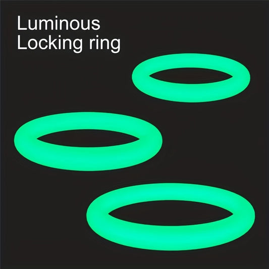 3pcs Set of Luminous Triple Rings for Men - Penis Rings for Delayed Ejaculation, Foreskin Obstruction, and Enhanced Pleasure - Soft Silicone, Ergonomic Design, and Easy to Clean