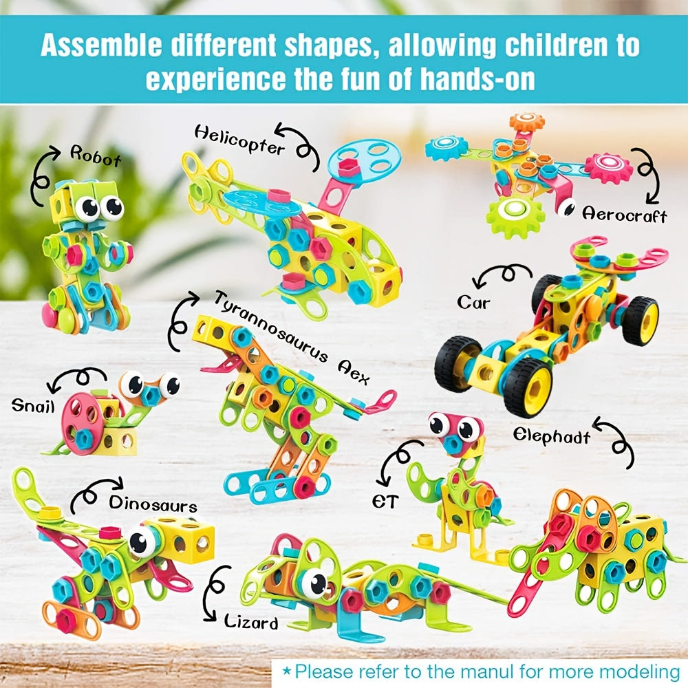 [STEM Toys] 195pcs Educational STEM Toys, Building Blocks Toys For Kids 3+ Years Old, Building Toys With Storage Box For Kids Creative Activities Games, Halloween Christmas Gifts Party Gifts For Kids