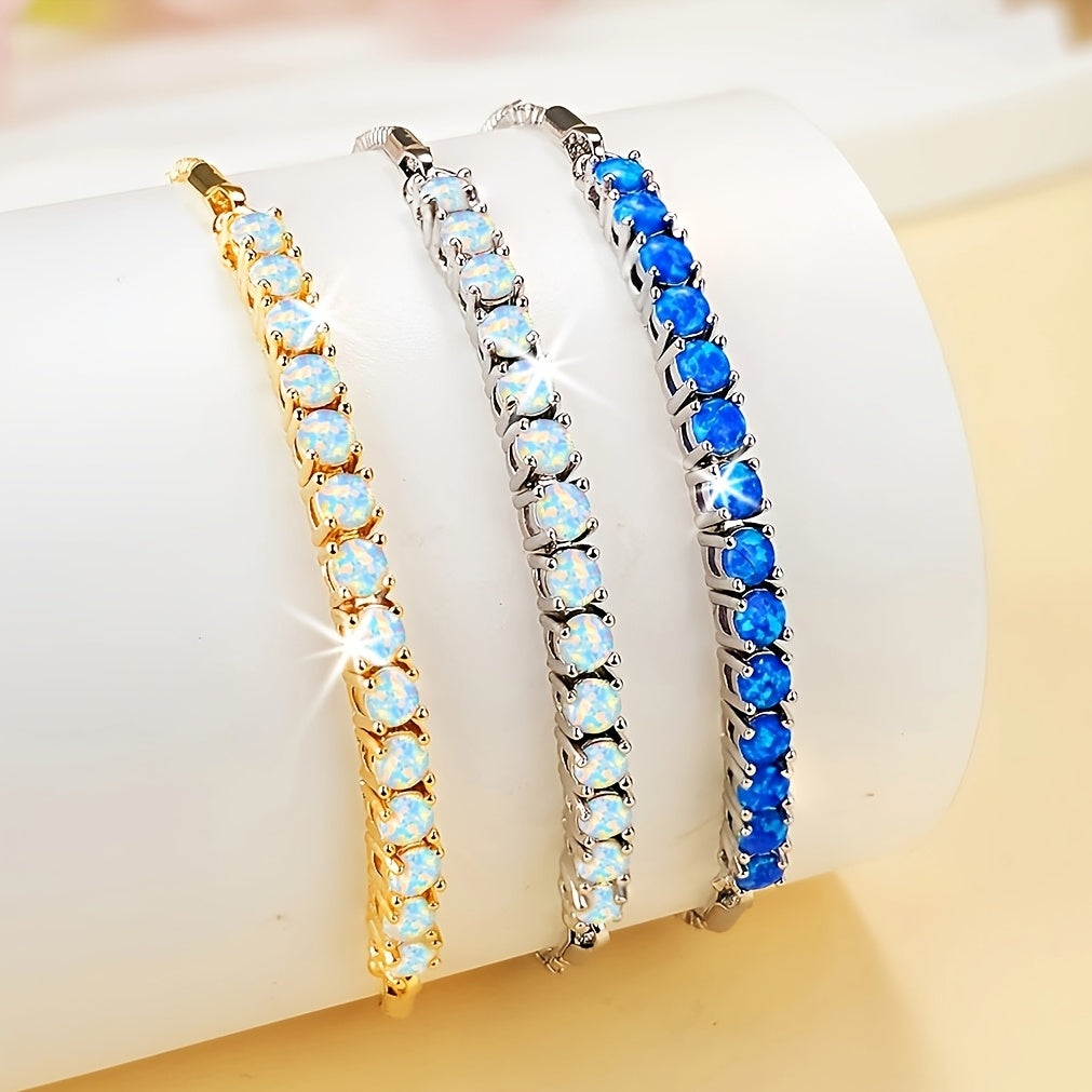 [Romantic Bracelet] Romantic Elegant Women's Coveted Choice - Australian Precious Synthetic Opal Stretch Bracelet | Dazzling Multicolor Unique Charm, Versatile Exquisite Jewelry for Holiday Gifts or Personal Use