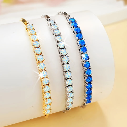 [Romantic Bracelet] Romantic Elegant Women's Coveted Choice - Australian Precious Synthetic Opal Stretch Bracelet | Dazzling Multicolor Unique Charm, Versatile Exquisite Jewelry for Holiday Gifts or Personal Use