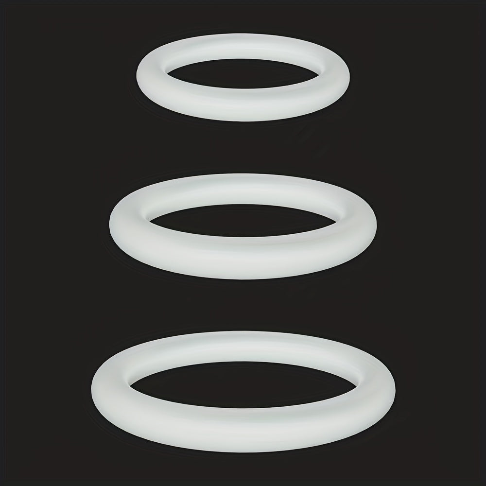 3pcs Set of Luminous Triple Rings for Men - Penis Rings for Delayed Ejaculation, Foreskin Obstruction, and Enhanced Pleasure - Soft Silicone, Ergonomic Design, and Easy to Clean
