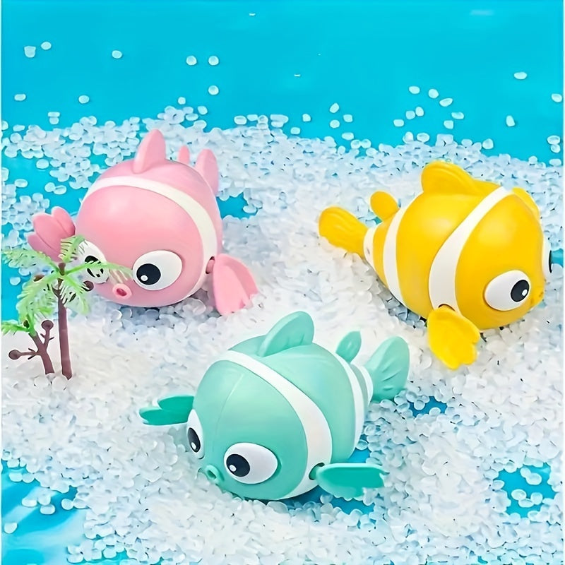 3 Packs Floating Kids Bath Toy: Wind-Up Swimming Clown Fish Floating Water Toy Clockwork Bathtub Toys for Kids, Cute Pool Toys for Christmas Gifts, Random Color
