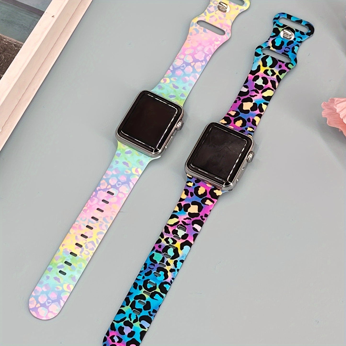 Gradient Double Sided Printed Silicone Strap For Smart Watches 38mm 40mm 41mm 42mm 44mm 45mm Tie-dye Sport Style Bracelet Band