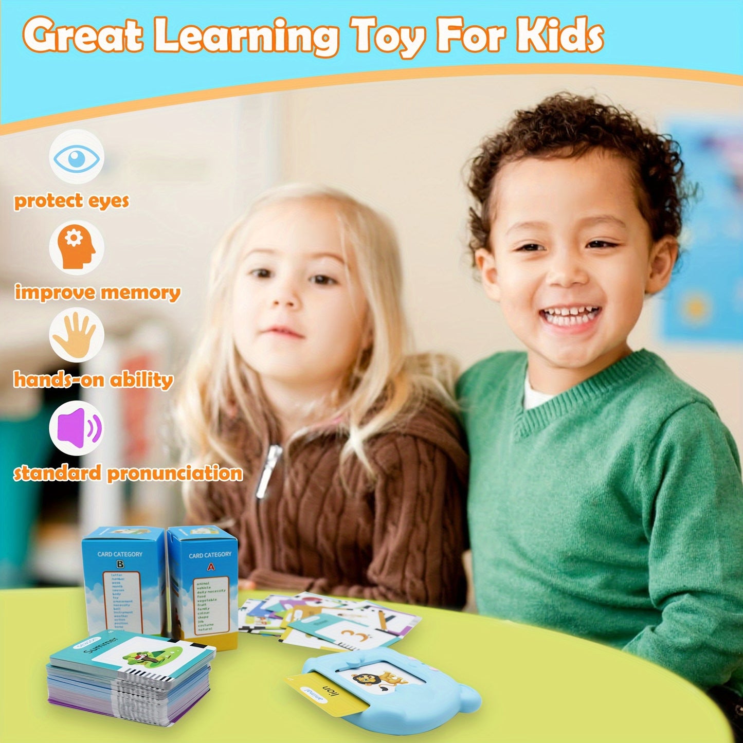 224 Words Spanish & English Bilingual Talking Flash Cards, Sensory Speech Audible Toys For Kids To Learn Spanish, Pocket Vocabulary Educational Game Christmas Thanksgiving Birthday Gift