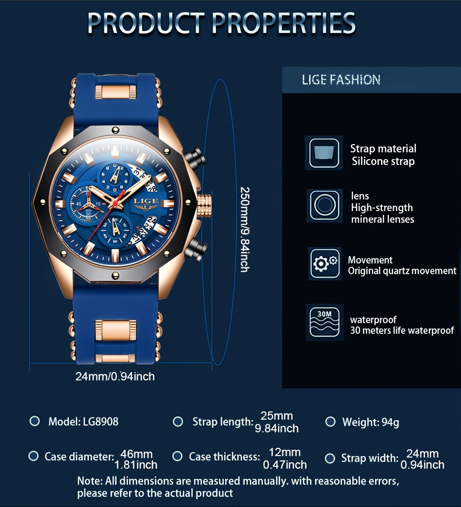 2024 New Fashion Men's Watch. Chronograph Calendar luminous Quartzwatch. Outdoor Casual Sports Watches. Suitable for giving to Students or Men.