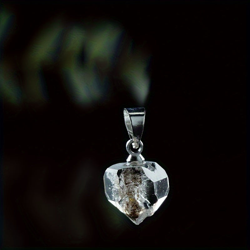 1pc LUKEN'S JEWELRY Herkimer Rough Stone Pendant, Natural White Geometric Pattern, Small Drop Fashion Accessory, Party Style, No Magnetic, Natural Stone Material, Ideal Holiday Gift