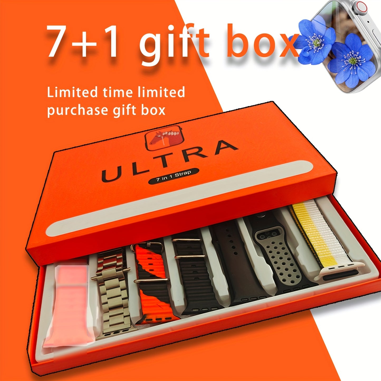 7-in-1 Smartwatch For Men And Women, With Wireless Calling Function, 7 Watch Straps For Any Use, And A Watch Will Be Given, Smartwatch With Built-in Alexa, Step Calorie Activity Tracker And Smartwatch For IOS And Android Phon