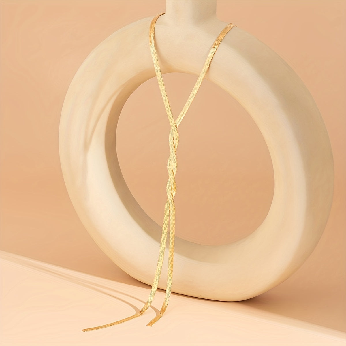 1pc Simple Handwoven Flat Snake Chain Long Tassel Necklace - Fashion Jewelry Gift for Mom, Wife, Girlfriend, Best Friend