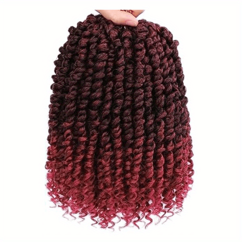 YOROSTAR 8 Inch Pre-Twisted Synthetic Soft Crochet Hair Extensions - 8 Packs, Low Temperature Fiber, Pre-Looped Passion Twist Curly with 6 Inch Hair, Crochet Needle & Hair Rings Gift for Black Women