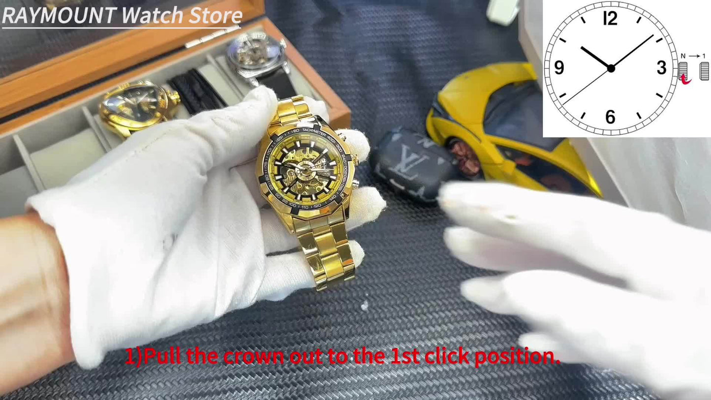 Forsining Stainless Steel Business Men's Automatic Mechanical Watches, Fashion Luminous Hollow Sport Wrist Watch, Ideal choice for Gifts