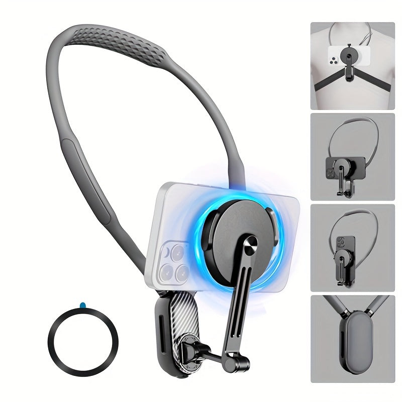 Universal Neck Mount for Phones - Hands-Free POV/Vlog Selfie Holder with Chest Strap for iPhone 15, 14, 13, 12 Series & Android Phones