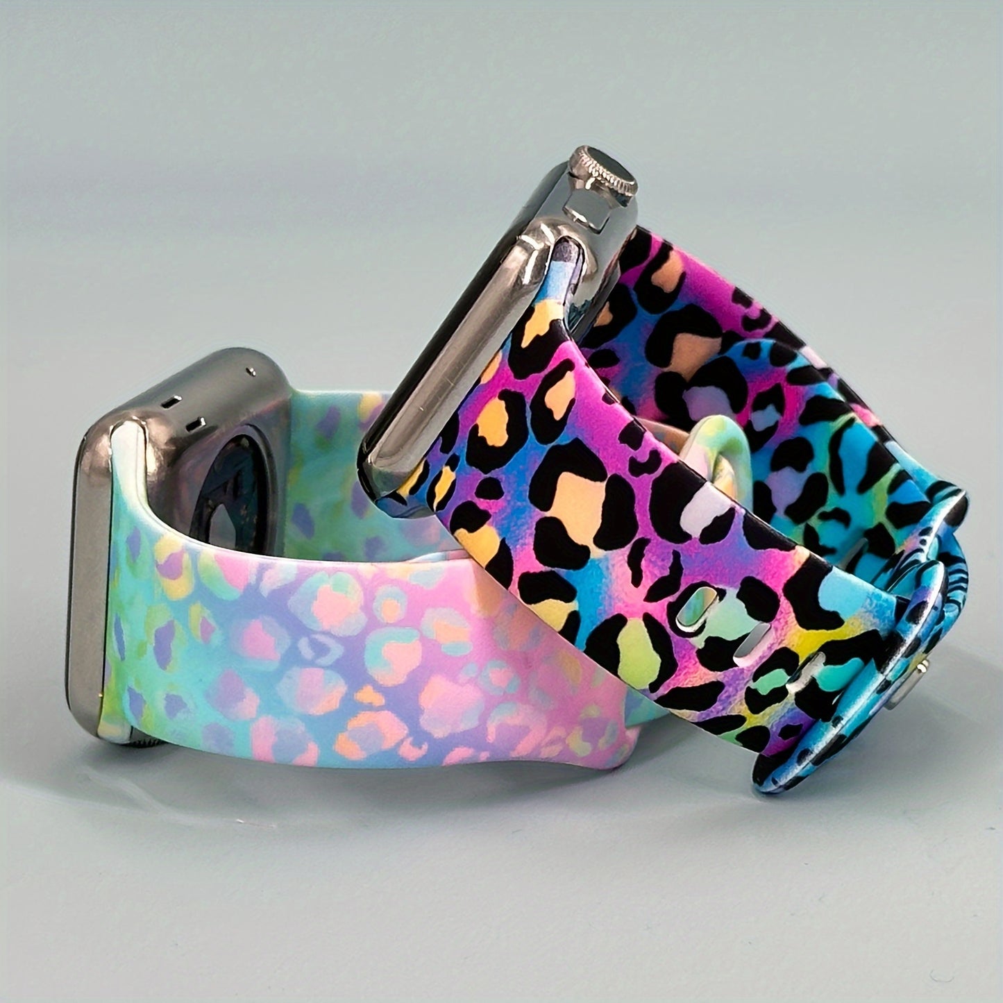 Gradient Double Sided Printed Silicone Strap For Smart Watches 38mm 40mm 41mm 42mm 44mm 45mm Tie-dye Sport Style Bracelet Band