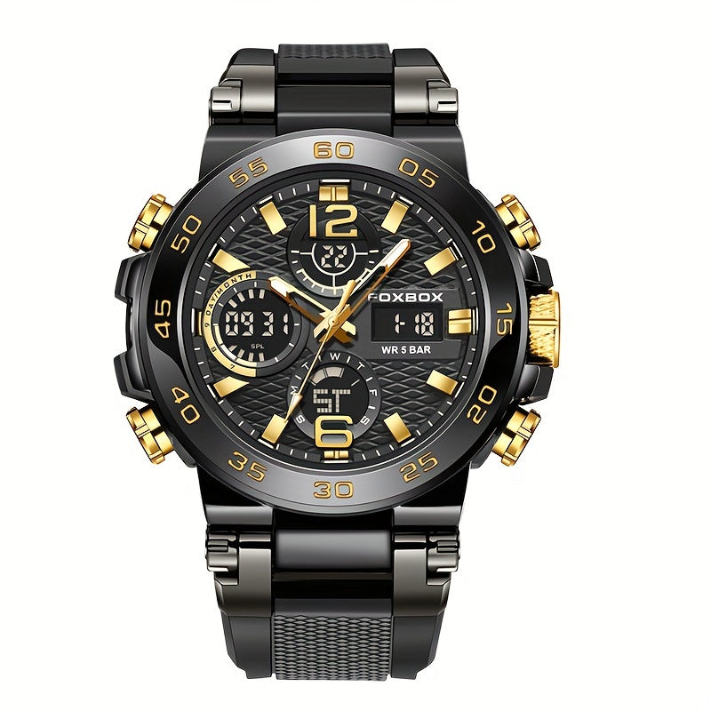 Fashion Casual Men's Watch with Multiple Color Choices. Electronic Dual Display Glowing Multi-Functional Chronograph Watches. Suitable for outdoor camping