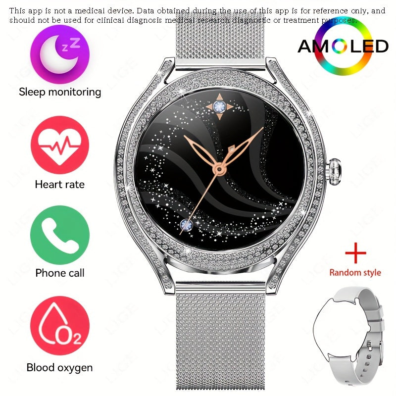 Smart Watch (Answer/Make Call), 128"AMOLED High-definition Color Screen, IP67 Waterproof/ Calculator/ Engineering Test Mode & Shipping Mode/Do Not Disturb Mode/Battery Saver Mode Fitness Watches for Women & Men