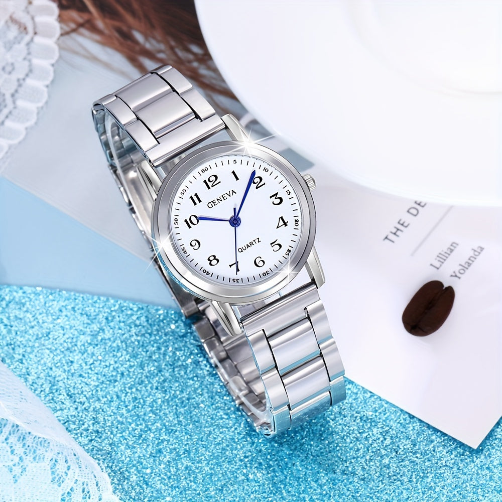 2pcs Romantic Couples Watches - Stylish Stainless Steel Quartz for Everyday Glamour - Perfect Thanksgiving Gift Set