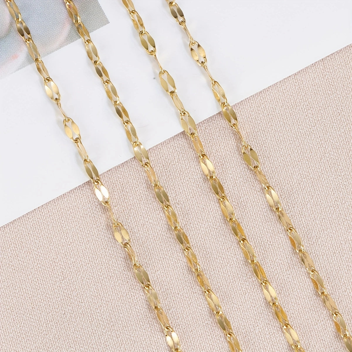 سلاسل شفاه ذهبية من الفولاذ المقاوم للصدأ بطول 2 متر/78.74 بوصة لقلادة وسوار وصنع المجوهرات ومكونات سلسلة إكسسوارات لا تتلاشى